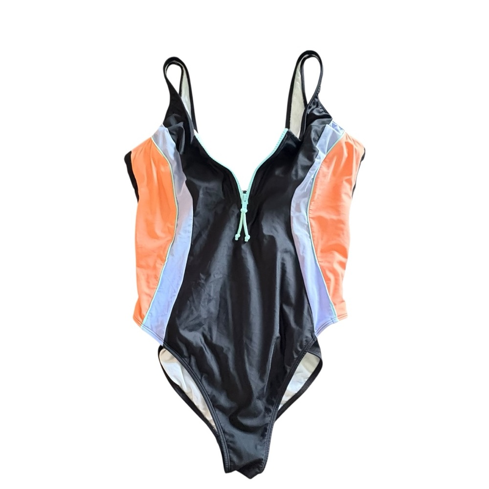 Sports Illustrated MultiColor Zip Up One Piece Swimsuit XL - Picture 9 of 14